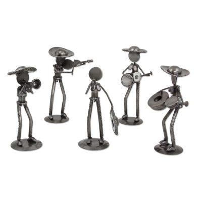 Rustic Mariachis,'Set of 5 Upcycled Auto Part Mariachi Sculptures'