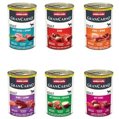 6x400g 6 Varieties Mixed Pack 1 Adult Original GranCarno Animonda Wet Dog Food