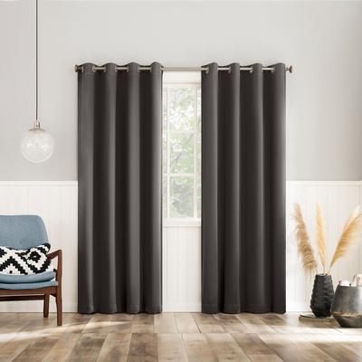 Sun Zero™ 2-Pc. Brandon Magnetic Closure Grommet Curtain Panel by BrylaneHome in Grey (Size 108"W 63" L)