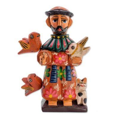 Saint Francis,'Wood Statuette of St Francis of Assisi with Animals'