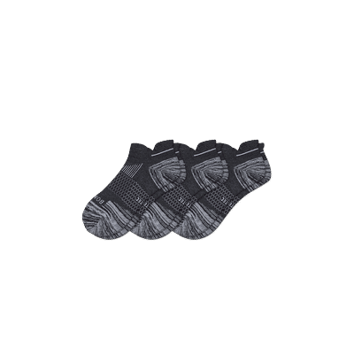 Men's Running Ankle Sock 3-Pack - Charcoal - Medium - Cotton Blend - Bombas