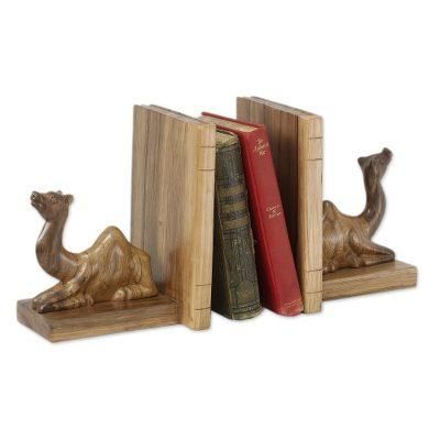 Sahara Camel,'Handmade Wood Bookends (Pair)'