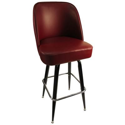 Oak Street SL3133-WINE Swivel Commercial Bar Stool w/ Square Ring & Wine Vinyl Foam Bucket Seat, Chrome