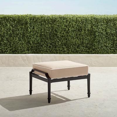 Grayson Ottoman with Cushion in Black Aluminum - Standard, Vista Boucle Glacier - Frontgate