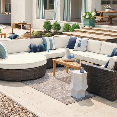 Set of 2 Palermo Modular Seating Collection in Bronze Wicker - Center Chairs, Standard, Light Aruba - Frontgate