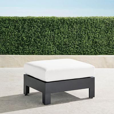 St. Kitts Ottoman with Cushions in Matte Black Aluminum - Standard, Vista Boucle Glacier - Frontgate