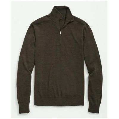 Brooks Brothers Men's Big & Tall Fine Merino Wool Half-Zip Sweater | Olive | Size 2X Tall