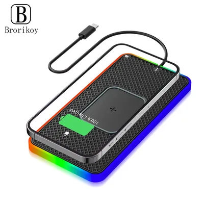 Chargeur de voiture sans fil avec lumière LED, chargeur rapide, support de polymères antidérapant, 15W, iPhone 13 14 Samsung S22 S21