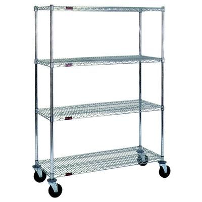 Eagle Group CC1848C-SB Stem Caster Cart - (4) 18X48" Shelf, Resilient Tread, 2-Brake, Chrome-Plated