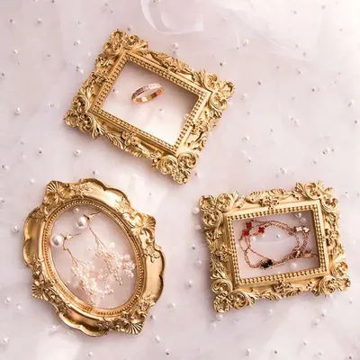 Petit cadre photo rétro doré accessoires photo ornements de cadre bijoux vintage cosmétiques