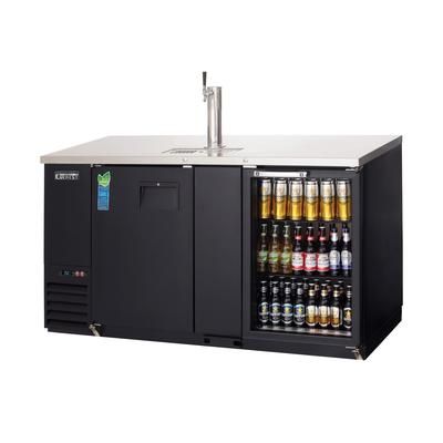 Everest Refrigeration EBD3-BBG 68" Back Bar Kegerator Commercial Beer Dispenser w/ 1 Keg Capacity - 1 Column, Black, 115v