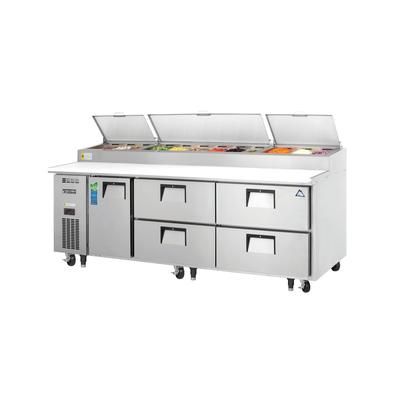 Everest Refrigeration EPPR3-D4 93 1/8" EPP Series Pizza Prep Table w/ Refrigerated Base, 115v, Stainless Steel