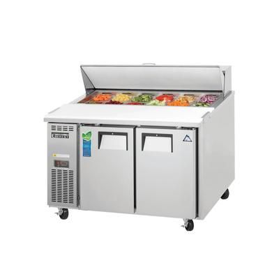 Everest Refrigeration EPR2-24 47 1/2" EP Series Sandwich/Salad Prep Table w/ Refrigerated Base, 115v, 2 Section, Stainless Steel