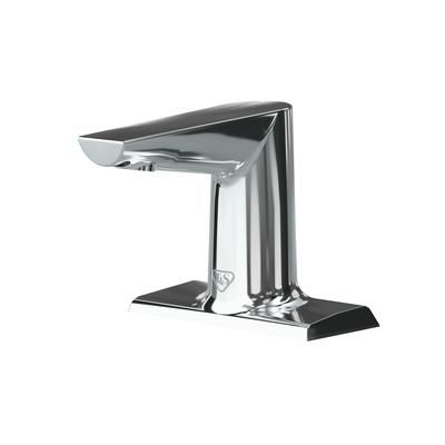 T&S ECW-3153 WaveCrest Deck Mount Electronic Faucet - 4" Centerset, Fixed Spout, Battery Operated, 2 1/4" x 4" x 5 5/16", Chrome