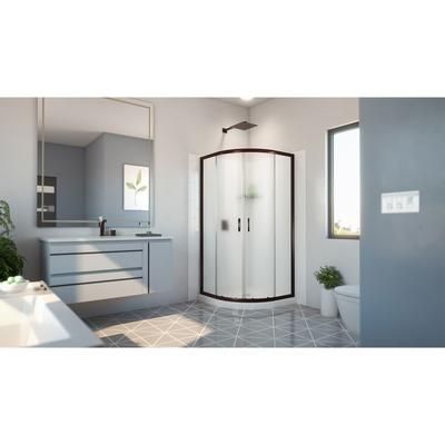 Dreamline DreamLine Prime 33 inch x 33 inch x 78 3/4 inch H Semi-Frameless Sliding Shower Enclosure in Oil Rubbed Bronze and Frosted Glass, Shower Base, and Wall Kit in White E2703333XFQ0006