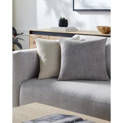 Zihna 22" Square Modern Warm Gray/Gray/Off White Throw Pillow - Boutique Rugs
