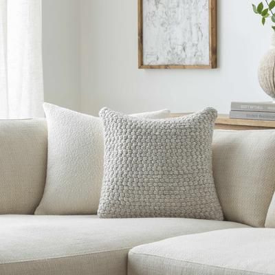 Teryl 22" Square Modern White/Light Silver/Ash Throw Pillow - Boutique Rugs