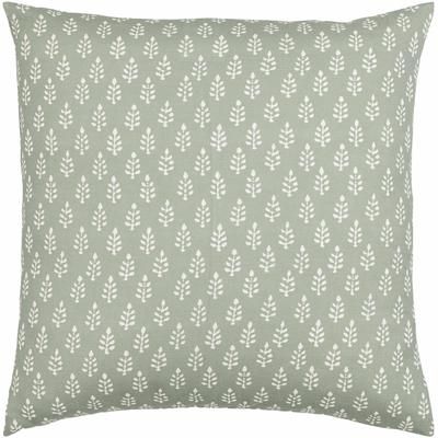 Adonis 22" Square Cottage Cotton Medium Green/Ivory Throw Pillow - Boutique Rugs