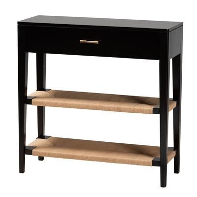 Freya Modern Bohemian Black Finished Bayur Wood 1-Drawer Console Table by Baxton Studio in Black