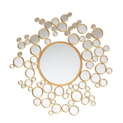 Castiel Modern Glam And Luxe Antique Goldleaf Metal Bubble Accent Wall Mirror by Baxton Studio in Gold
