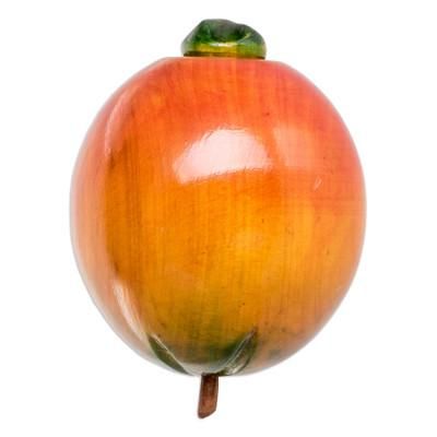 'Wood Orange Figurine Hand-Carved and Painted in Guatemala'