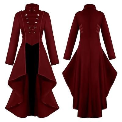 Retrò Vintage Punk Gotico Medievale Cappotto Mascherata Smoking Vampiro Medico della peste Stile Formale Stile Vintage Tinta unita Costume Per donna Stile Steampunk Natale Halloween Carnevale Feste