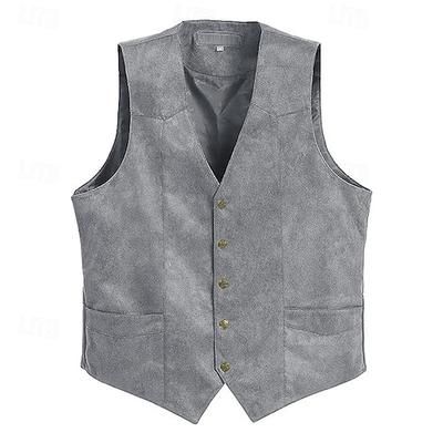 Retrò Vintage Gilet Cowboy del West Tinta unica Scollo a V Costume Per uomo Addio al Nubilato Adulti Gilet