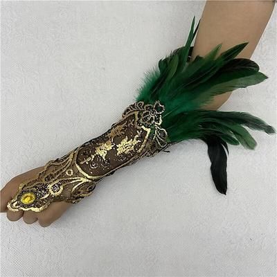 Retrò Vintage Punk Gotico Guanti Lunghi Pizzo di piume Strega malefico Pizzo Costume Per donna Fantasia Notte di Valpurga Mascherata Festa / Sera Adulti Guanti