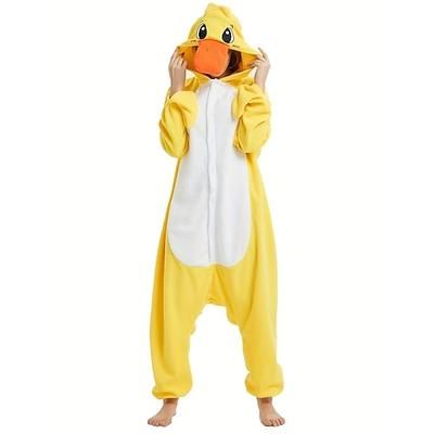 Pigiama Kigurumi Costume di fantasia Pigiami e camicie da notte Fantasia animale Anatra Cartone animato Caldo Pigiama Costume Divertente Adulti Unisex Uomini e Donne Halloween Carnevale Feste
