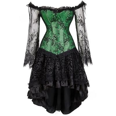 Sexy Retrò Vintage Rococò Corto Mini Vestito Corsetto Overbust Bustino Jacquard Pizzo Senza spalline Costume Per donna Halloween Carnevale Mascherata Balli di fine anno Festa / Sera Adulti Top Gonna