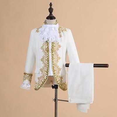 Cappotto Pantalone Colletto Settimana del libro 2026 Retrò Vintage Medievale Cappotto Pantaloni Abiti Principe Aristocratico Ricamato Tuta Completo Pantalone Costume Ragazzi Feste Giubileo di platino