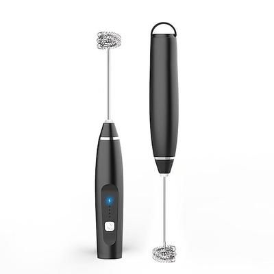 1 montalatte portatile, montalatte ricaricabile tramite USB, con 2 fruste in acciaio inossidabile, montalatte portatile regolabile a 3 velocità per cappuccini, cioccolata calda, frappè, mix di uova