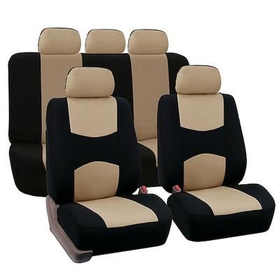 Set Completo di Coprisedili per Auto Protettori per Sedili Posteriori e Anteriori a Panchina Divisa Accento Bicolore Vestibilità Universale 5 Passeggeri