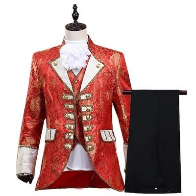 Cappotto Canottiera Pantalone Retrò Vintage Medievale Cappotto Corsetto Pantaloni Principe Aristocratico Stampa Tuta Completo Pantalone Costume Per uomo Natale Carnevale Capodanno Feste Giubileo di
