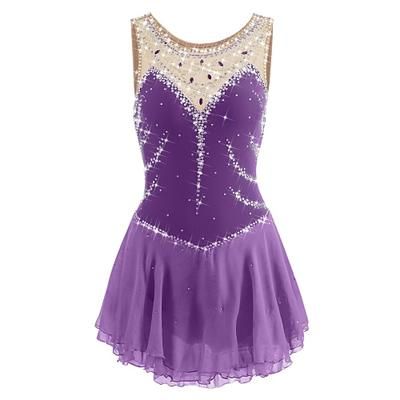 Vestito da pattinaggio artistico Per donna Da ragazza Pattinaggio sul ghiaccio Vestiti Rosa baby Blu egeo Bianco Collage Retato Da allenamento Competizione Vestiti da pattinaggio sul ghiaccio Fatto a