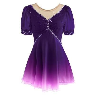 Vestito da pattinaggio artistico Per donna Pattinaggio sul ghiaccio Vestiti Rosa baby Viola Bianco / Bianco Retato Elastene Attività ricreative Da allenamento Competizione Vestiti da pattinaggio sul
