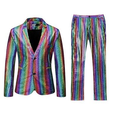 Disco Anni '80 Pantaloni Abiti Completi Blazer Costume Per uomo Costume di Carnevale Mascherata Club Feste Performance Adulti Cappotto Pantaloni