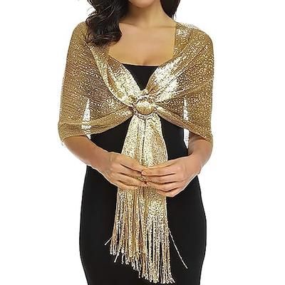 Glitter Anni Ruggenti Brillare Splendere Sciarpe da flapper Il grande Gatsby Charleston Costume Per donna San Valentino Mascherata Festa serale Feste Matrimonio Adulti Scialle Estate Primavera