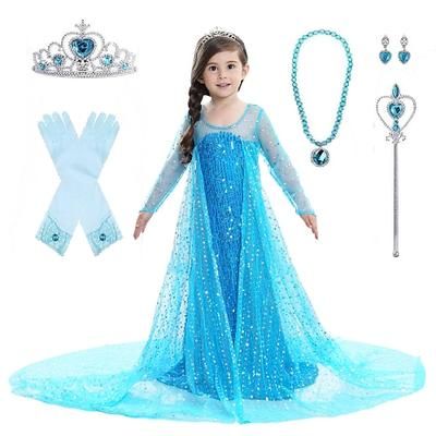 Regina delle nevi Gelido Principessa Elsa Vestito Abito da damigella Sottoveste a-linea Abito a Fantasia for Ragazze Halloween Carnevale Settimana del libro Sinfonia di storie Con il fumetto Vestiti
