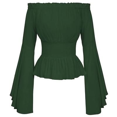 Elegante Punk Gotico Medievale Blusa / Camicia Costume da festa Normale Manica del polsino svasato Costume da cameriera Vichingo Ragazza di campagna Gentildonna Elfico Senza spalline Classico