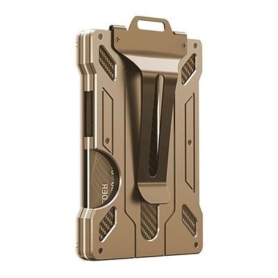 Portafoglio da uomo - clip per soldi in metallo sottile in alluminio con 1 finestra trasparente per badge ID blocco RFID tiene fino a 15 carte con clip per contante. Portafoglio ultra sottile e