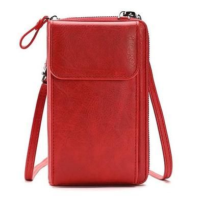 portafoglio vintage da donna in similpelle con tracolla, cerniera, porta telefono e scomparti per carte - elegante piccola borsa in pelle per l'uso quotidiano, i viaggi e le uscite informali