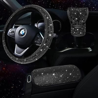 Set di 3 accessori per auto scintillanti da donna, coprivolanti scintillanti universali da 15 pollici