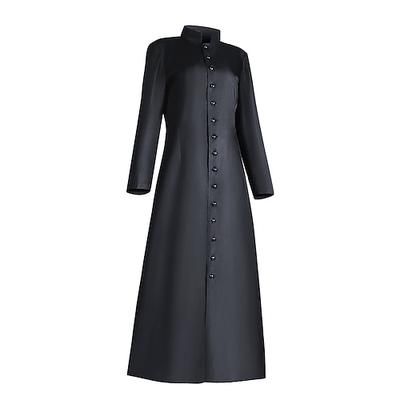 Retrò Vintage Medievale Costume Cosplay Mascherata Prete Tinta unita Colletto Mao Costume Per uomo Stile Steampunk Halloween Palcoscenico Mascherata Adulti Cappotto