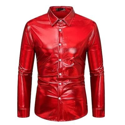 Disco Anni '80 Metallico Lucido Blusa / Camicia Mascherata Disco Costume Per uomo Costume di Carnevale Mascherata Festa / Sera Addio al Nubilato Parata dell'Orgoglio Adulti Camicia