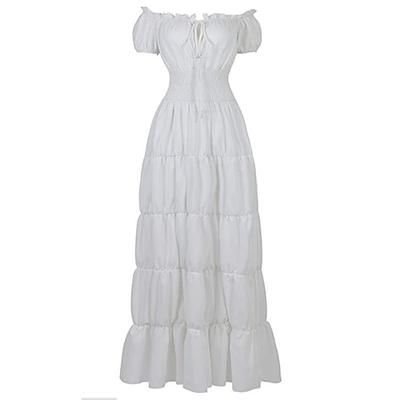 Medievale Rinascimento Abito da cocktail Sguardi Contadini Camicia da notte irlandesi A palloncino Pirata Vichingo Straniero Elfico Senza spalline Con Volant Costume Per donna Celtico Costumi da