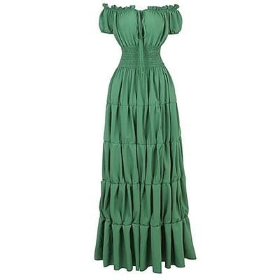 Medievale Rinascimento Abito da cocktail Sguardi Contadini Camicia da notte irlandesi A palloncino Pirata Vichingo Straniero Elfico Senza spalline Con Volant Costume Per donna Celtico Costumi da