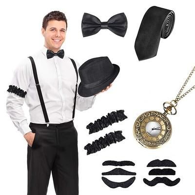 Vintage Anni Ruggenti Anni 1920 Cappello Panama Set di accessori Il grande Gatsby Costume Per uomo Mascherata Addio al Nubilato Festival Adulti Fiocco Altri Accessori Cappello