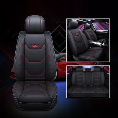 Set Completo di 5 Sedili di Lusso Universale in PU Pelle 5D Copertura per Sedile Anteriore Auto Impermeabile Tappetino Protettore per Sedile Traspirante
