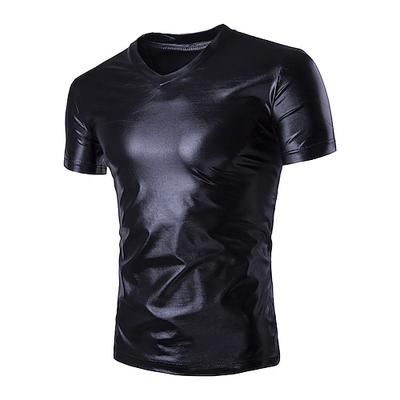 Retrò Vintage Anni '80 Metallico Lucido T-shirt Disco Tinta unica Girocollo Costume Per uomo Carnevale Performance Club Parata dell'Orgoglio Adulti Maglietta Estate